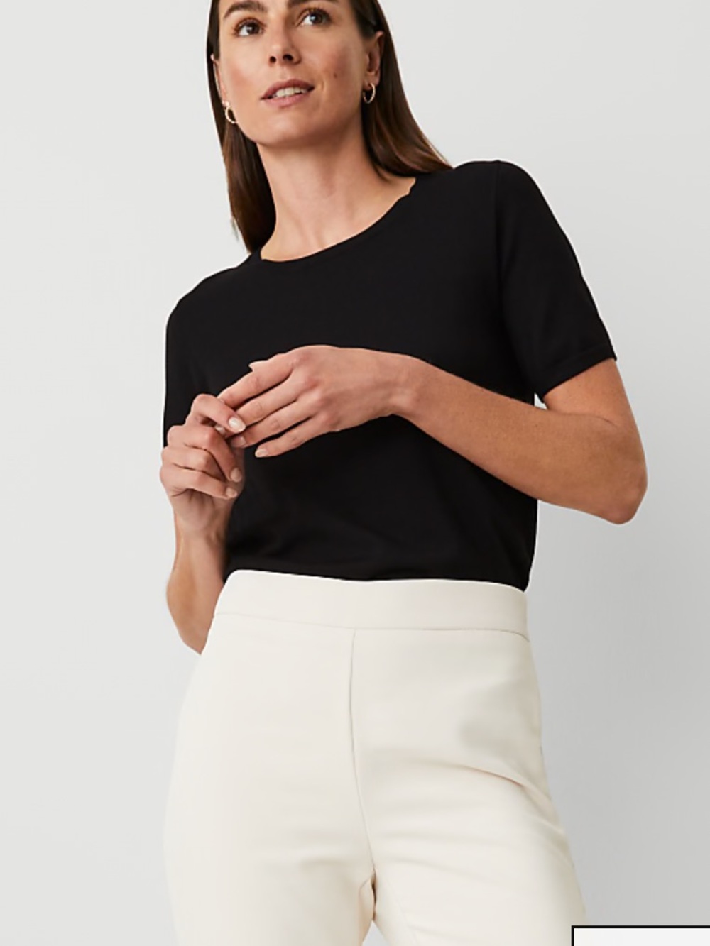 Ann Taylor factory ribbed knit Black Short Sleeve top